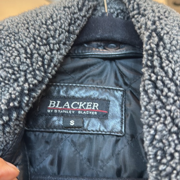 Leather Jacket with Removable Fleece Collar Sz S - Picture 3 of 7